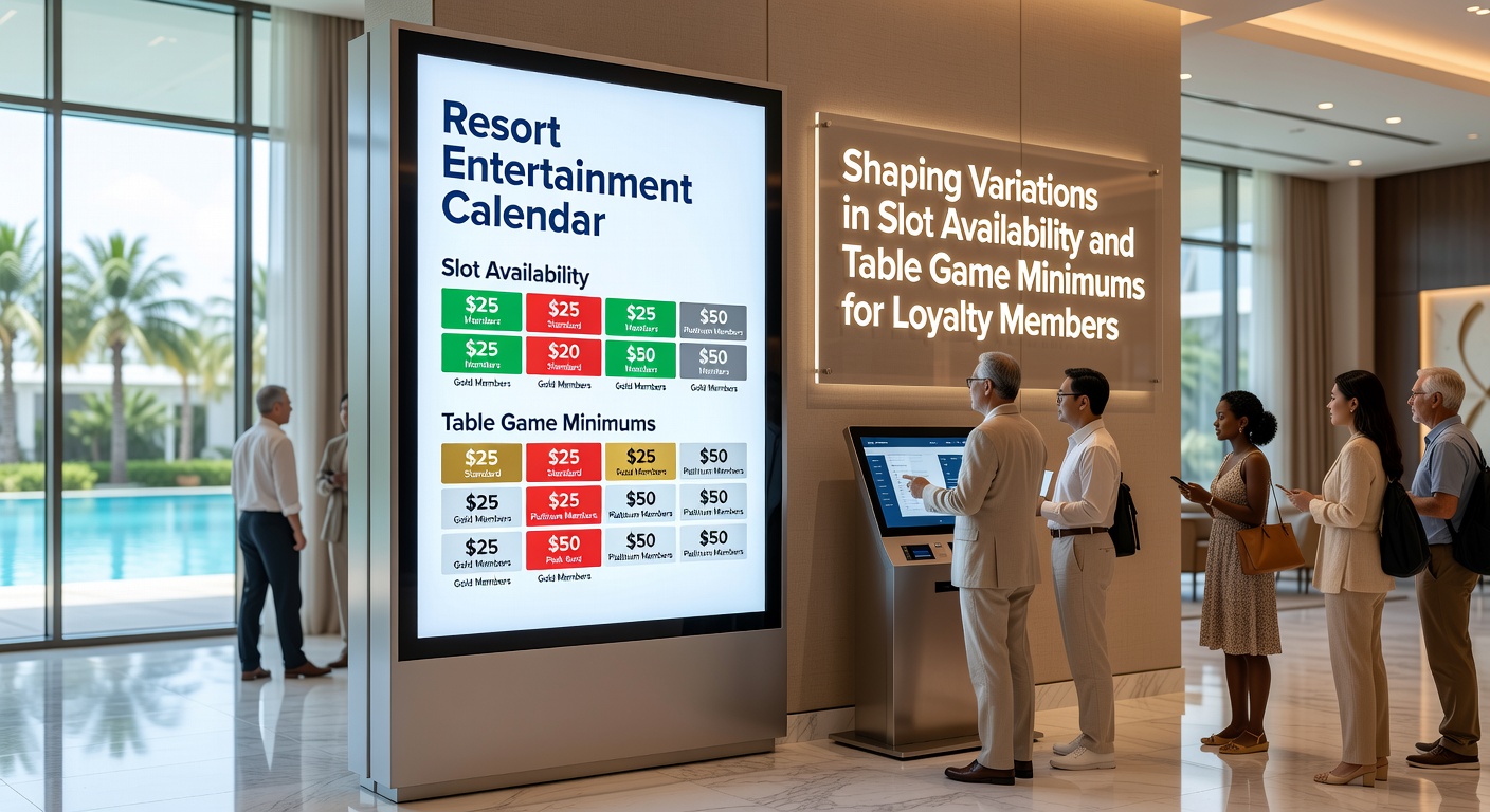 Casino gaming floor with entertainment stage setup and slot machines arranged for loyalty events