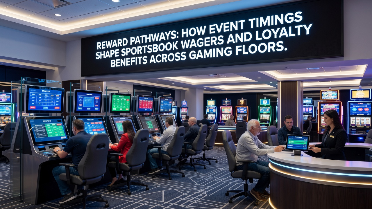 Loyalty members redeeming points at integrated casino dining and gaming stations following timed sports events