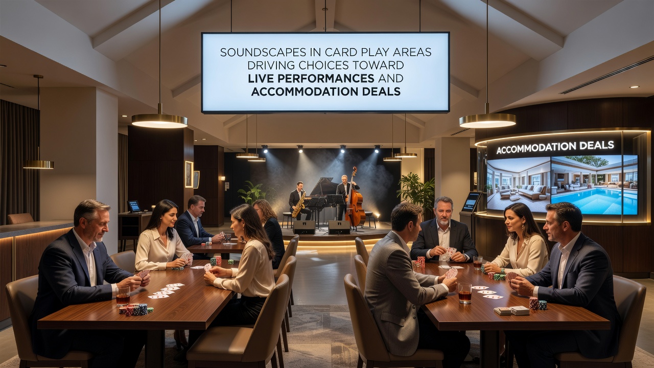 Integrated casino space showing sound-directed pathways from tables to entertainment and hotel areas
