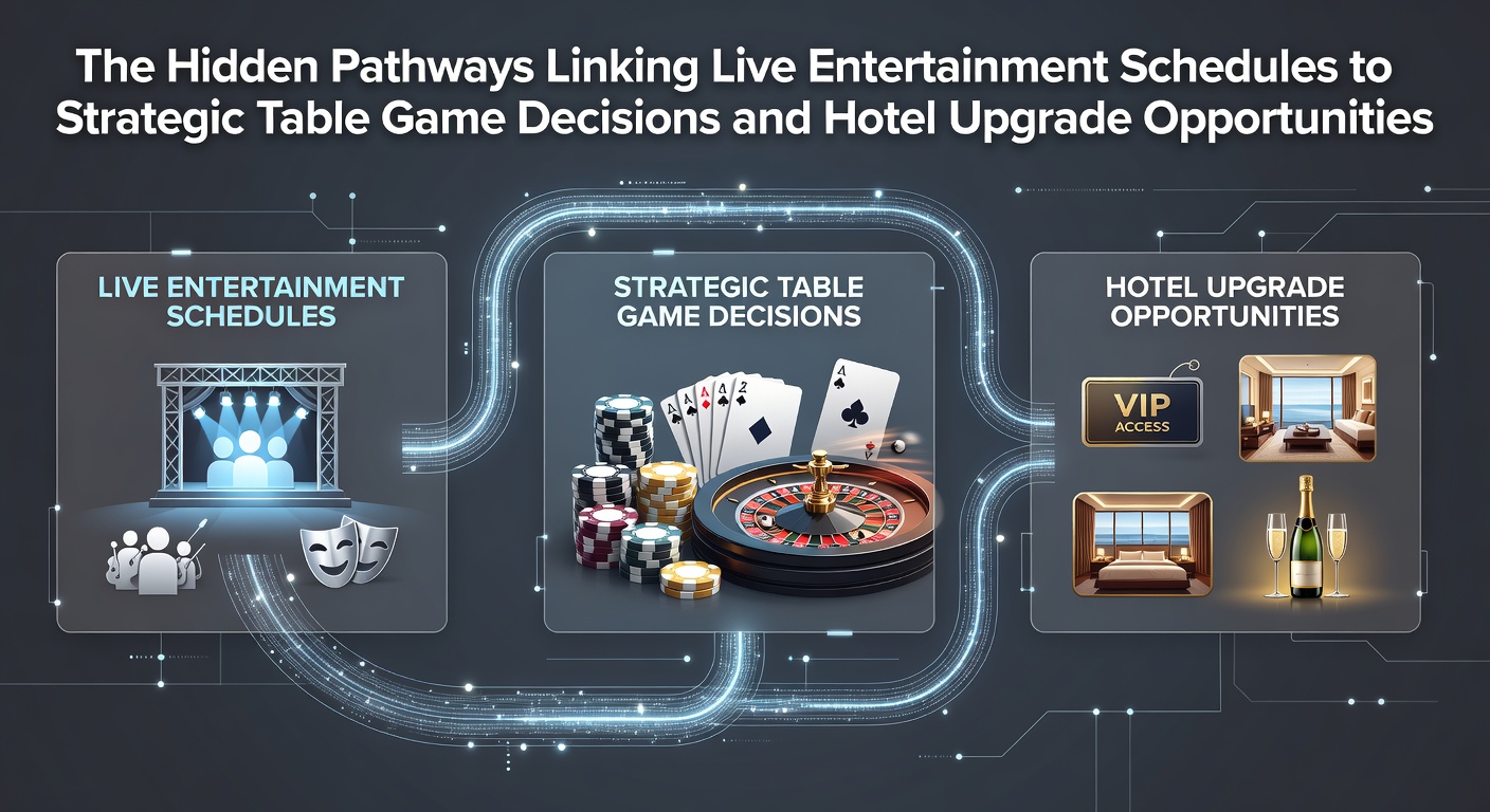 Casino floor with live entertainment stage visible near table game areas and hotel check-in signage